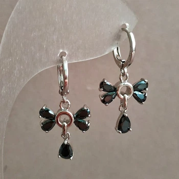 Сережки Xuping Родій з чорними кристалами, діаметр 14мм + -, товщина 28мм +, ida55059
