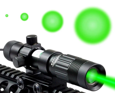 Фокусируемый лазерный фонарь для охоты зеленый луч 50mW