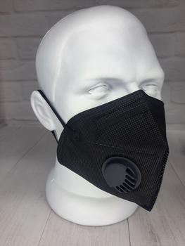 Многоразовая маска респиратор для лица Q-Med KN95, с клапаном, чёрный