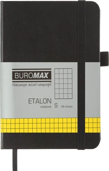 Записная книга Buromax Etalon 95x140 мм 96 листов в клетку обложка из искусственной кожи Черная (BM.296160-01)