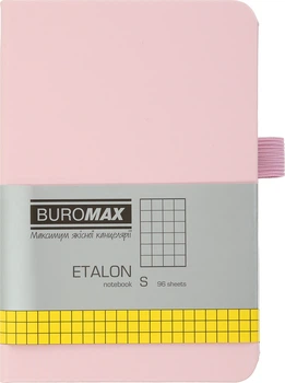 Записная книга Buromax Etalon 95x140 мм 96 листов в клетку обложка из искусственной кожи Розовая (BM.296160-10)