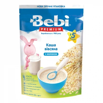 Дитяча каша Bebi Premium вівсяна молочна +5 міс. 200 г (8606019654351)