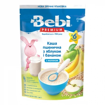 Дитяча каша Bebi Premium молочна пшенична 6 міс. 200 г (8606019654344)