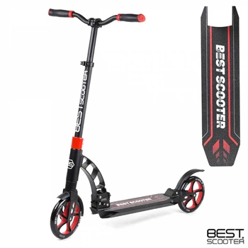 Детский двухколесный самокат Best Scooter 42923 со складной конструкцией, передним и задним амортизатором, Черно-красный