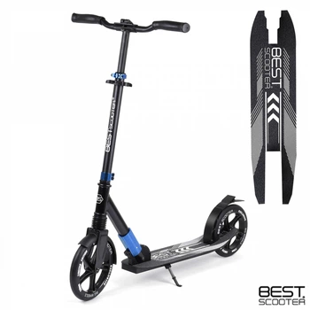 Дитячий двоколісний самокат Best Scooter 75186 зі складною конструкцією та переднім амортизатором, Чорно-синій