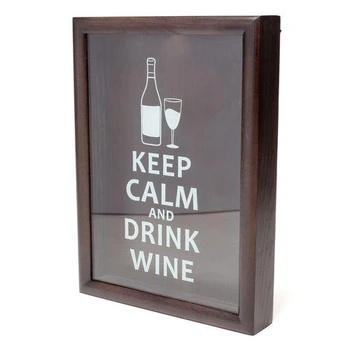 Копилка для винных пробок PRK-63 38х28х5,5 см. черная Keep calm and drink wine