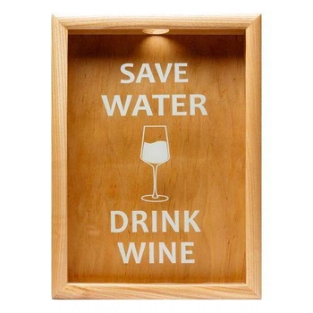 Копилка для винных пробок PRK-42 38х28 см. Save Water drink wine ясень