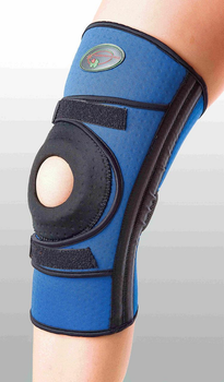 Бандаж для сильной фиксации колена с 4-мя спиральными ребрами жесткости К-1П Синий Размер XXL50-55 см