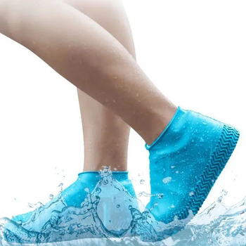 Чехлы бахилы для обуви водонепроницаемые силиконовые многоразовые от дождя и грязи Синий (41-45)