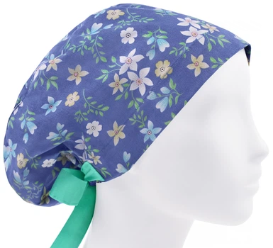 Медицинская шапочка женская HeadwearUniverse универсальная принт белые цветы