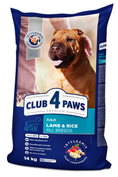 Корм для собак Клуб 4 лапы Club 4 Paws Премиум класса 14 кг гипоаллергенный с ягненком и рисом