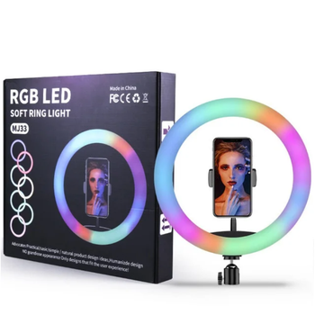 Кольцевая LED селфи лампа MJ33 RGB цветная