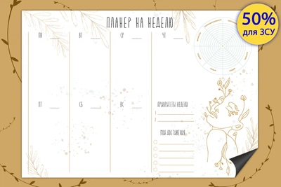 Магнитный планер Plans Come True "Планер на неделю с колесом баланса "Гармония", А3 (42х30 см)