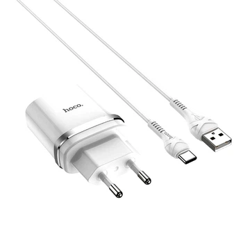 Сетевое зарядное устройство HOCO C12Q USB/18W/3A адаптер с быстрой зарядкой и проводом Type-C 1м. White (C12QTCW)