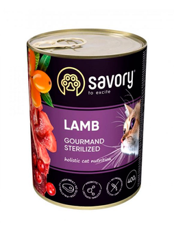 Влажный корм Savory для стерилизованных котов с ягненком 400 г