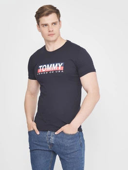 Футболка бавовняна довга чоловіча Tommy Hilfiger 10882 S (44) Темно-синя