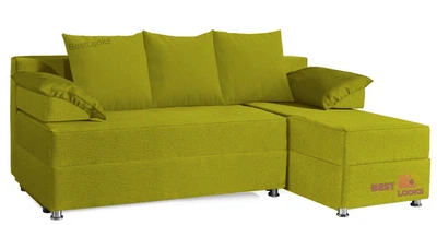 Диван Угловой Джаз Киевский Стандарт 215х160 Еврокнижка Велюр Светло-зеленый Алоба (20)
