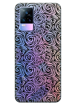 Прозрачный силиконовый чехол iSwag для Vivo V21e с рисунком - Черные узоры (ISVV21E23)