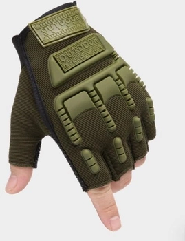 Штурмовые тактические перчатки без пальцев (универсальный размер) Хаки