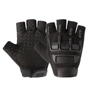 Штурмовые тактические перчатки без пальцев (универсальный размер) Черный