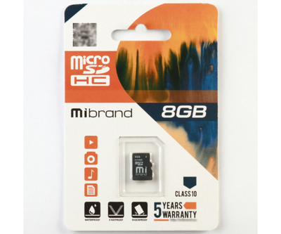 Карта пам'яті microSDHC Mibrand 8Gb class 10
