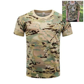 Тактична футболка Flas-2; XXXL/58р; 100% бавовна. Камуфляж / зелений. Армійська футболка Флес. Турци
