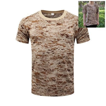 Тактическая футболка Flas-1; L/52р; 100% Хлопок. Пиксель/песочный. Армейская футболка Флес. Турция.
