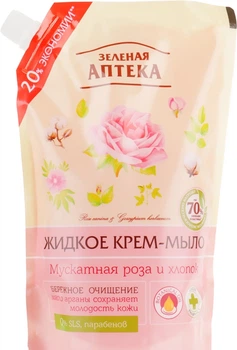 Жидкое мыло "Мускатная роза и хлопок" - Зеленая аптека (дой-пак) 460ml (233333-19328)
