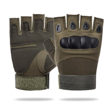 Тактические беспалые перчатки (велоперчатки, мотоперчатки) Eagle Tactical ET-01 Green Размер М