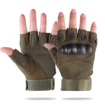 Тактические беспалые перчатки (велоперчатки, мотоперчатки) Eagle Tactical ET-01 Green Размер М