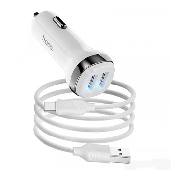 Автомобильное зарядное устройство HOCO Z40 2.4A/2 USB + Type-C белый