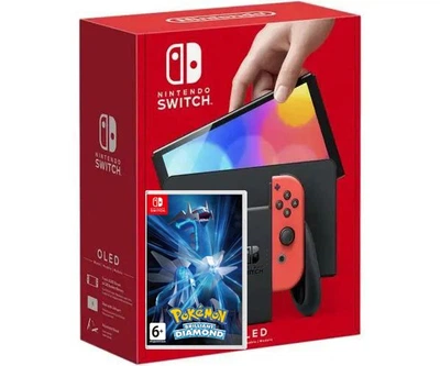 Nintendo Switch (OLED model) Neon Blue-Red + Гра Pokemon Brilliant Diamond