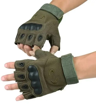 Беспалые военные перчатки (походные, армейские, защитные, охотничьи) Оливковый, Размер : L(23998ttrr)(LIVE)