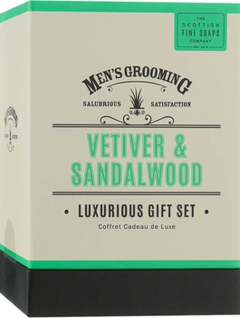 Набор - Scottish Fine Soaps Luxurius Giftset Vetiver & Sandalwood (scrub/75ml + shaving/cr/75ml + a/sh/balm/75ml + soap/40g) (663085-18498)