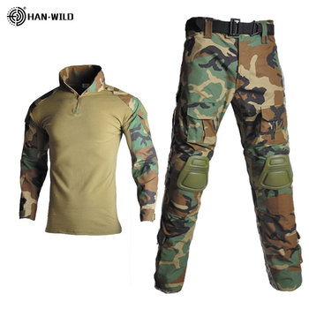 Тактичний костюм HAN WILD Убакс та Штани із захистом колін 2XL Коричнево-зелений Камуфляж HW00268-2