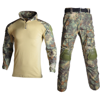 Тактичний костюм HAN WILD Jungle Python Убакс та Штани із захистом колін XL Зелений Камуфляж HWP00268-1