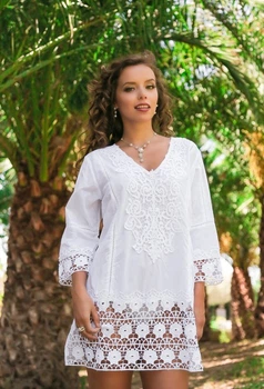 Туніка з вишивкою та мереживом Fresh Cotton 369 F-1c 46(L) Білий