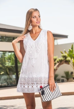 Коротка пляжна туніка з мереживом Fresh Cotton 1317 F-1c 46(L) Білий