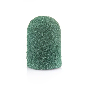 Колпачек зеленый Nail Drill для педикюра, диаметр 16 мм. абразивность 80 грит.