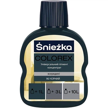 Універсальний пігментний концентрат Sniezka Colorex 90 чорний 100 мл (102117), Чорний, Чорний