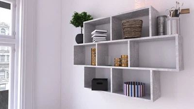 Полиця книжкова ПК-7 навісна на стіну 772×1150×196 мм Бетон