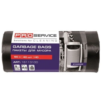 Пакеты для мусора PRO service Standard HD Черные 60 л 40 шт. (4820048487993)