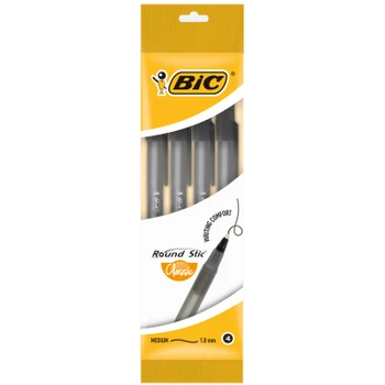 Ручка масляная Bic Round Stic, черная, 4шт в блистере (bc944177)