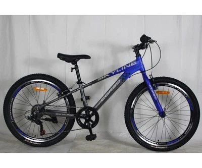 Спортивный велосипед CORSO SkyLine, алюминиевая рама 11.5", колеса 24 дюйма, переключатель Shimano Revoshift, 7 скоростей, SL-24327, Синий