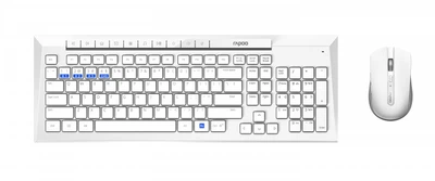 Комплект Rapoo 8200M White, Optical, Bluetooth+Wireless, клавиатура+мышь