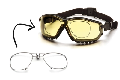 Тактичні окуляри з діоптричною вставкою у комплекті Pyramex V2G amber жовті