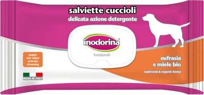 Вологі серветки для цуценят Inodorina Cuccioli Euphrasia and organic honey з екстрактом очанки і органічного меду 40 шт (8031398128894)