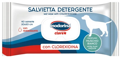 Вологі серветки для собак Inodorina con clorexidina з хлоргексидином і ароматом білого мускусу 40 шт (8031398253305)