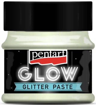 Паста Pentart Glow in the dark 30мл голубая с глиттером