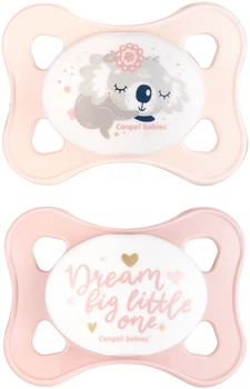 Пустышка силиконовая Canpol babies Sleepy koala Mini симметричная 0-2 месяцев 2 шт Розовая (23/910_pin)